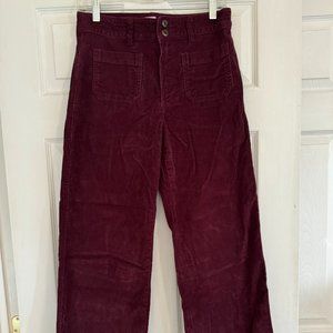 Burgundy Wide-Leg Corduroys